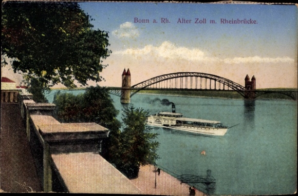 Picture PC Bonn on the Rhine, Rhine bridge, steamship, river landscape