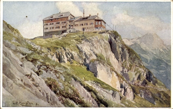 Artist PC Compton, Edward Theodore, Ramsau near Berchtesgaden, Watzmannhaus, view from below