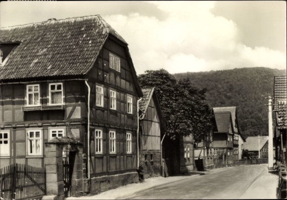 Postcard Dorndorf an der Werra Rhön Thuringia, street, half-timbered houses