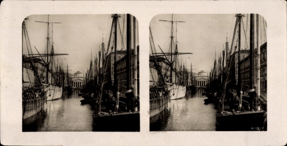 Stereo Photo Trieste Friuli Venezia Giulia, canal, sailing ships
