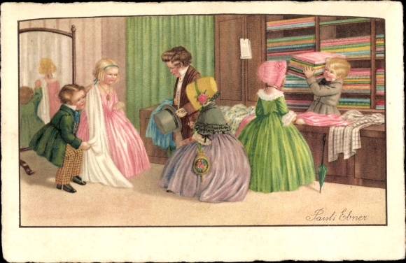 Artist Postcard Ebner, Pauli, A very delicate choice, Schneider