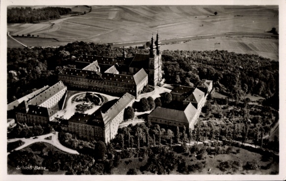 Postcard Bad Staffelstein am Main Upper Franconia, Banz Castle, aerial photograph