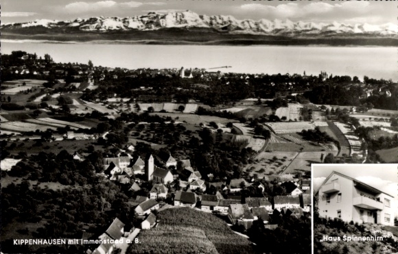 Postcard Kippenhausen Immenstaad am Bodensee Baden Württemberg, aerial photograph, Haus Spinnenhirn