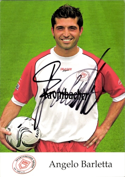 Autograph card footballer Angelo Barletta, Sportfreunde Siegen, autograph