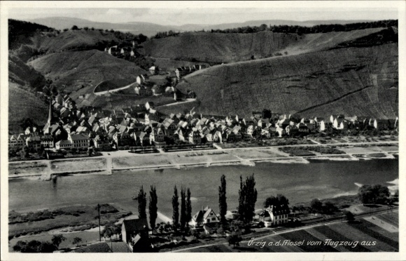 Ak Uerzig Ürzig an der Mosel, Fliegeraufnahme