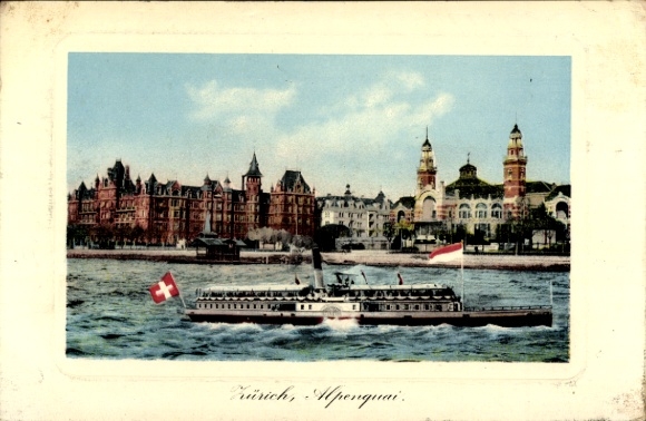 KP Zurich City Szwajcaria, Alpenquai, statek parowy