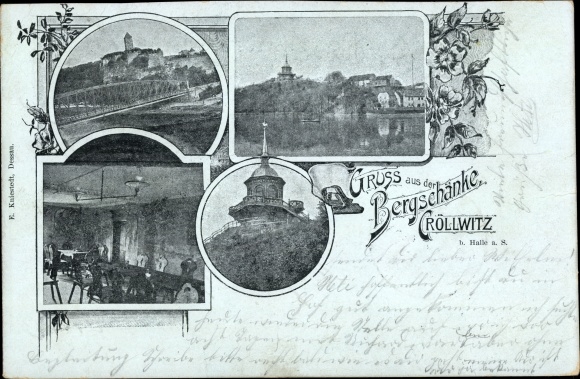 Postcard Kröllwitz Halle an der Saale, Bergschänke, bridge, view of the village and surroundings