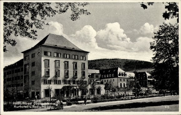 Ak Oberschlema Bad Schlema im Erzgebirge Sachsen, Kurhotel und Radiumbad