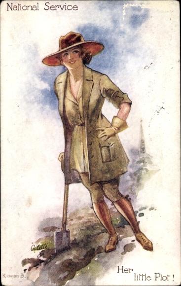 Artist Postcard National Service, Her little Plot