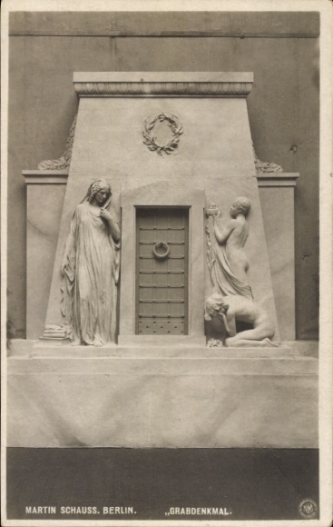 Postcard Great Berlin Art Exhibition 1907, grave monument, Martin Schauss