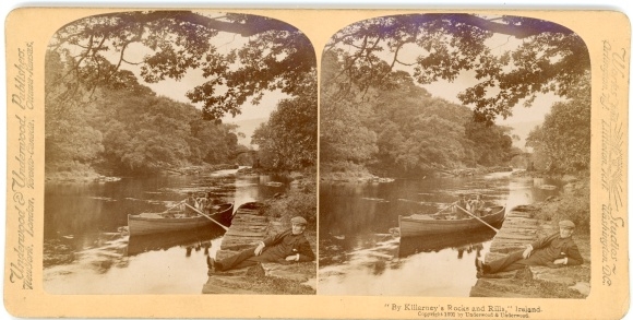 Stereo Photo Killarney Irland, By Killarney's Rocks and Rills, Flusspartie