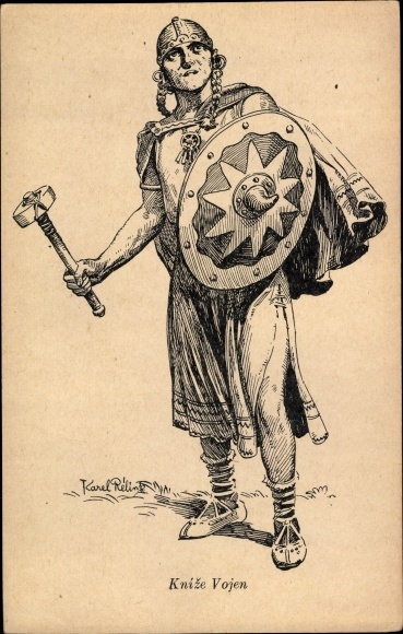 Artist PC Relink, K., Knize Vojen, Warrior with shield and hammer