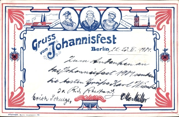 Ak Berlin, Johannisfest, Porträts von Persönlichkeiten