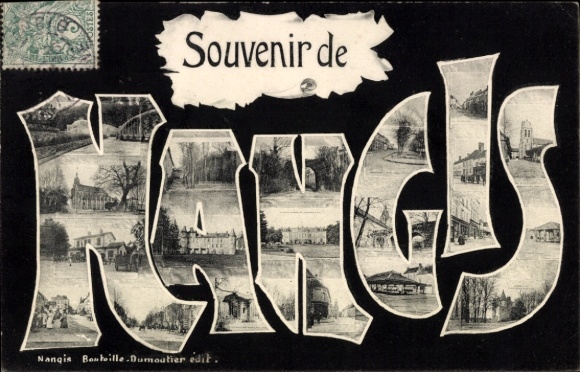 Ak Nangis Seine et Marne, Ortsansichten im Schriftzug Nangis, Gebäude, Kirche, Brücke
