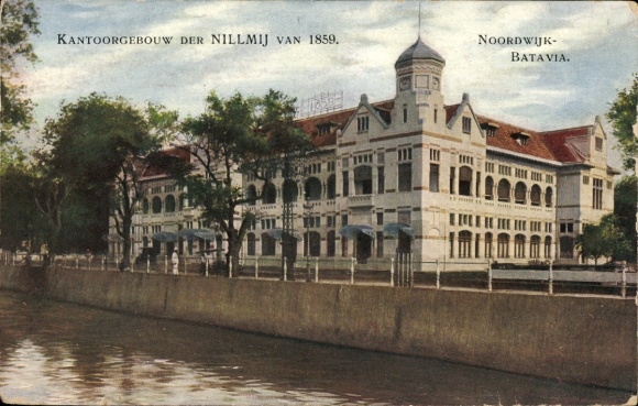 Ak Batavia Jakarta Java Indonesien, Kantoorgebouw der NILLMIJ van 1859, Noordwijk-Batavia