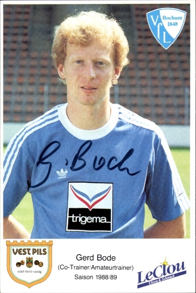 Autogrammkarte Co und Amateur- Trainer Gerd Bode, VfL Bochum, Autogramm