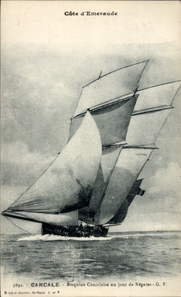 CPA Cote d'Emeraude, Cancale, Birquine Cancalaise un jour de Regates