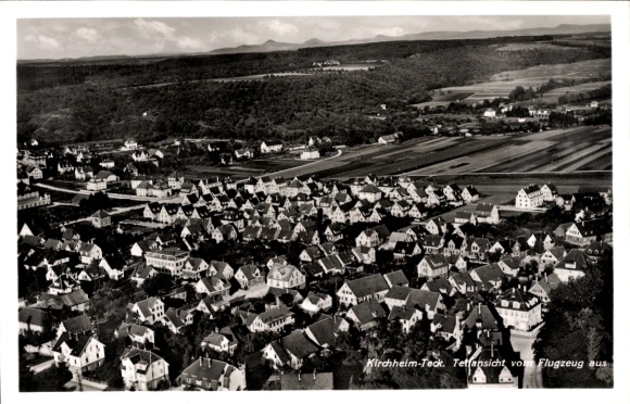 Postcard Kirchheim unter Teck Württemberg, aerial photograph, partial view