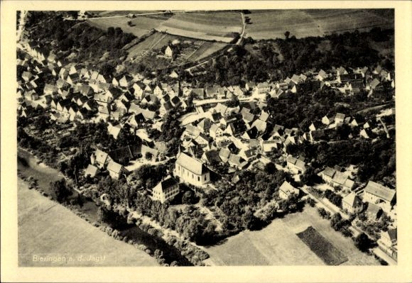Postcard Bieringen Schöntal in Württemberg, Jagst, aerial photograph