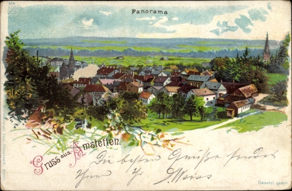 Chromo-Litho Amstetten in the Swabian Jura, view of the town