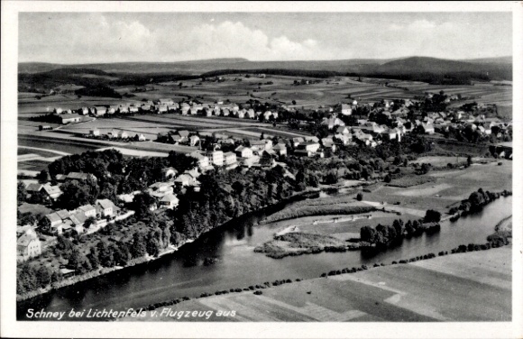 Postcard Schney Lichtenfels in the Obermainland Upper Franconia, aerial photograph
