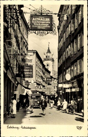 PC Salzburg Austria, Getreidegasse, dining house, Althaller kitchen appliances, shop Franz Moltner