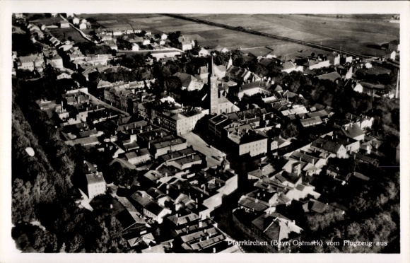 Postcard Pfarrkirchen in Niederbayern, aerial photograph
