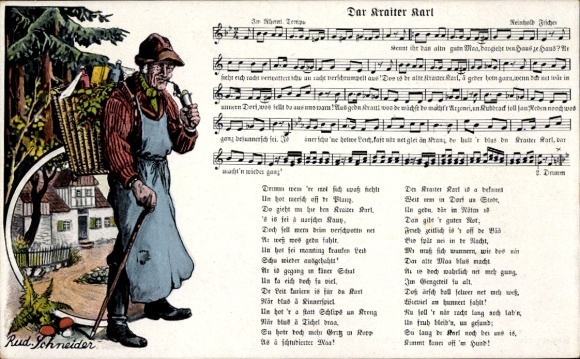 Song Artist Postcard Schneider, Rud., Der Kraiter Karl, Reinhold Fischer, Wilhelm Vogel, Erzgebirge