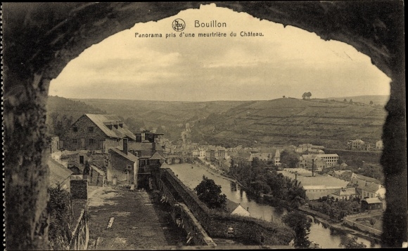 Postcard Bouillon Brüssel, Panorama taken from an arrow slit of the Castle