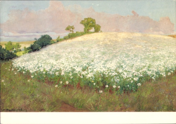 Artist Postcard Overbeck, Fritz, buckwheat field on the Weyerberg