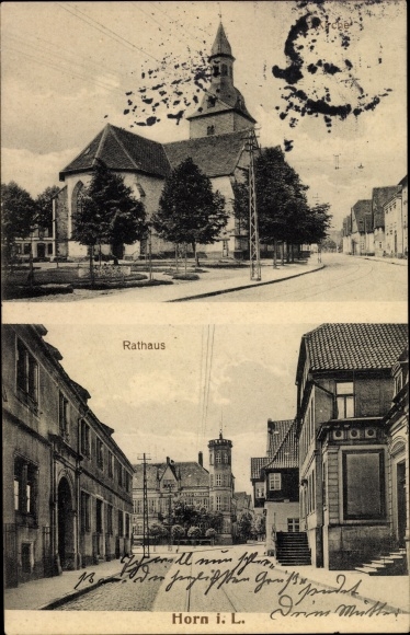KP Horn Bad Meinberg Nadrenia Północna-Westfalia, ratusz, kościół