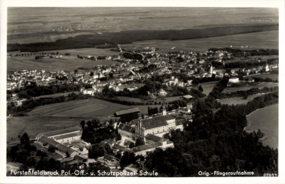 Postcard Fürstenfeldbruck in Upper Bavaria, aerial photography, Pol.-Off- and Schutzpolizei-Schule