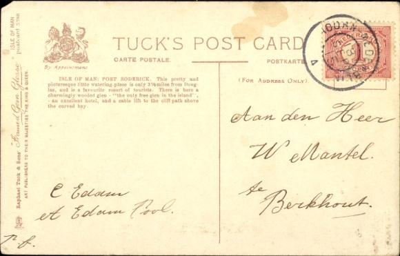 Postcard Port Soderick Isle of Man, pictures of the coast, picturesque place surrounded by mountains