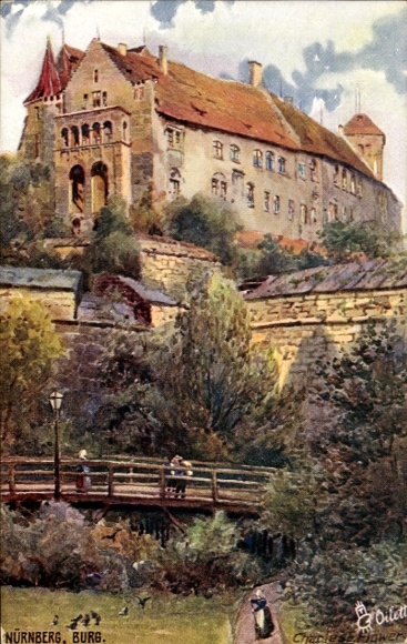 Artist Postcard Flower, Charles, Nuremberg in Middle Franconia Bavaria, Burg, Tuck 612B