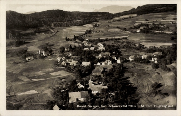 Postcard Gresgen Zell im Wiesental, aerial photograph, guest house