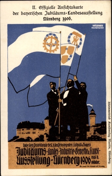 Ganzsachen Künstler Ak Nürnberg in Mittelfranken Bayern, Bayrische Jubiläums Landesausstellung 1906