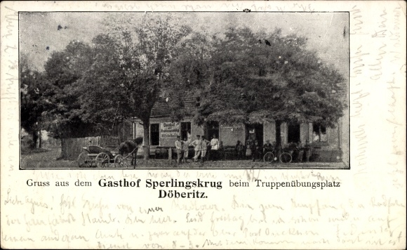 Postcard Dallgow Döberitz im Havelland, Gasthof Sperlingskrug at the military training area