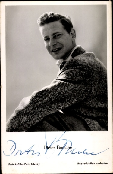 Postcard actor Dieter Borsche, portrait, autograph, jacket, collar. Dr. Holl