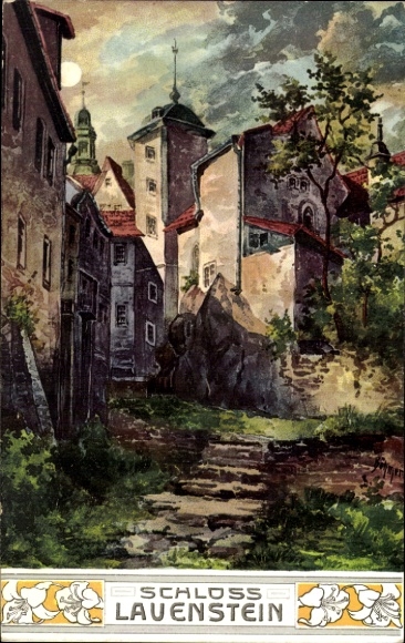 Artist Postcard Böhmer, Lauenstein in Müglitztal Altenberg, view of the castle