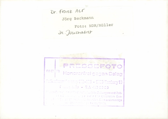 Photo journalist Dr. Franz Alt, portrait, autograph