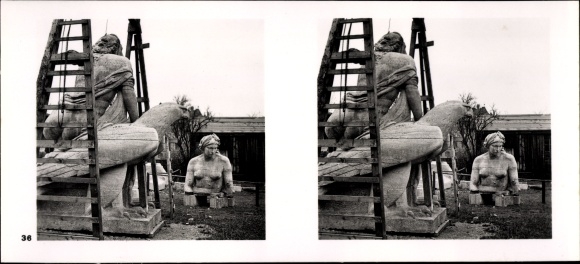 Stereo spatial image Photo &quot;German sculpture of our time&quot; No. 36 Work on a monumental fountain