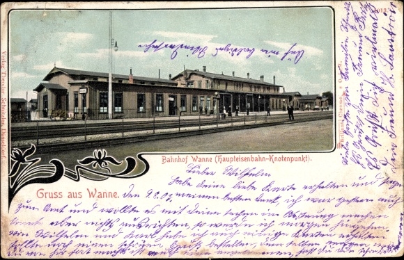 Ak Wanne Herne im Ruhrgebiet, Bahnhof Wanne- Gleisansicht