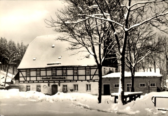 Ak Dittersbach Neuhausen im Erzgebirge, Gasthof im Winter