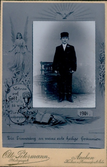 Kabinett Foto Aachen in Nordrhein Westfalen, Kinderportrait, Kommunion 1904