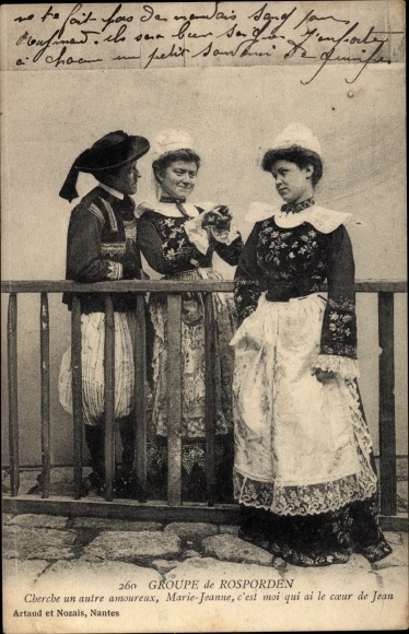 Postcard Rosporden Finistère, Looking for another lover, Marie Jeanne