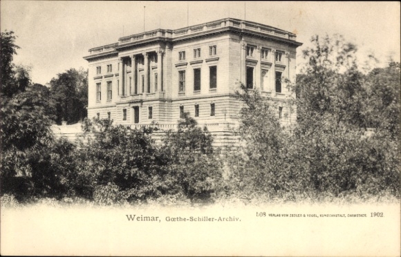Ak Weimar in Thüringen, Goethe-Schiller-Archiv,  Schwarz-Weiß-Foto, 1902