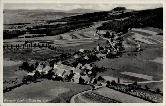 Postcard Waldeck Kemnath in the Upper Palatinate, aerial photograph