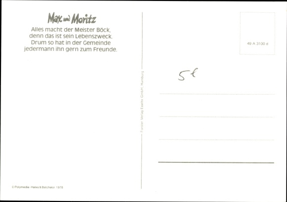 Artist PC Max and Moritz, Wilhelm Busch, master tailor Böck