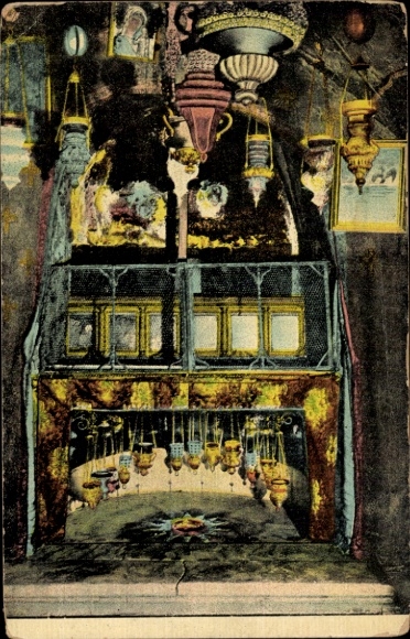 Ak Betlehem Palästina, Geburtsplatz, Innenansicht der Geburtskirche