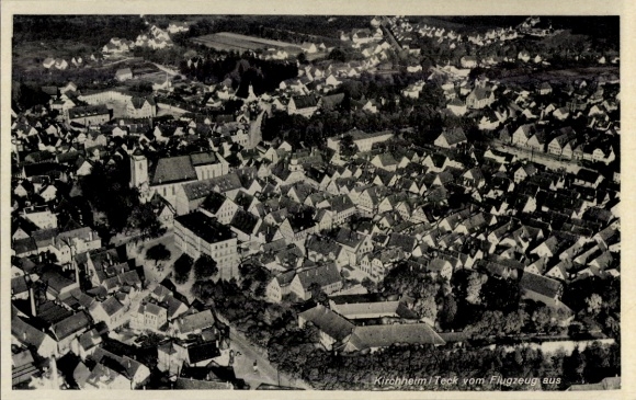 Postcard Kirchheim unter Teck Württemberg, aerial photograph